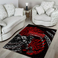 Berserker Bear Warrior Viking Area Rug Tribal Strength and Runic Blood