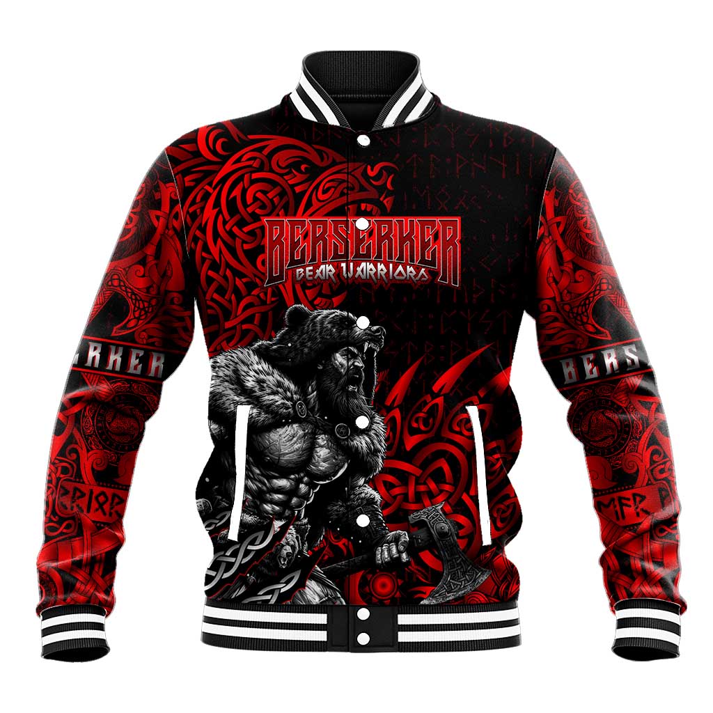 Berserker Bear Warrior Viking Baseball Jacket Tribal Strength and Runic Blood