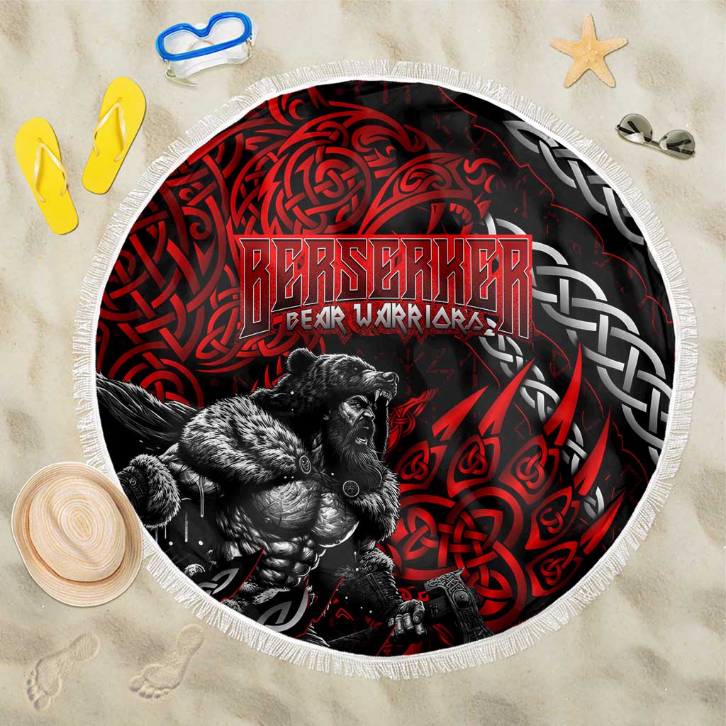 Berserker Bear Warrior Viking Beach Blanket Tribal Strength and Runic Blood