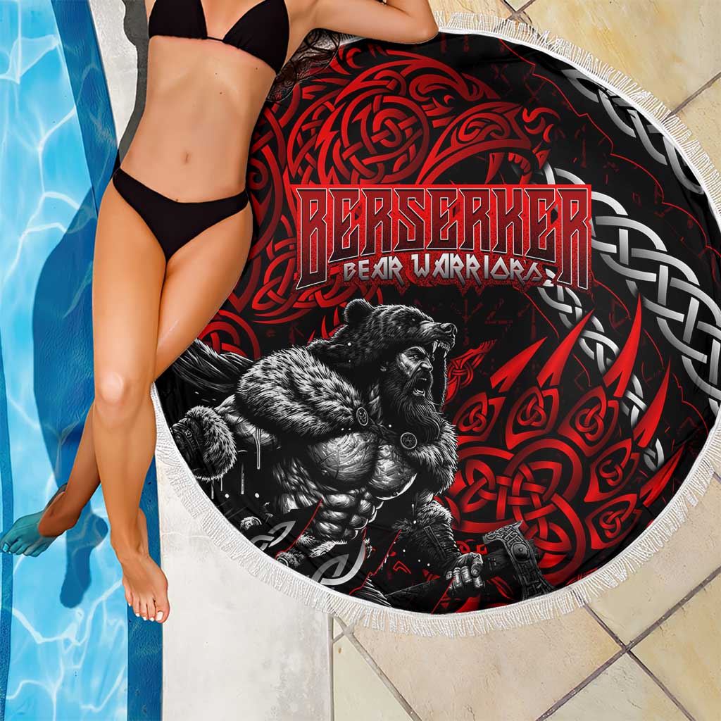 Berserker Bear Warrior Viking Beach Blanket Tribal Strength and Runic Blood
