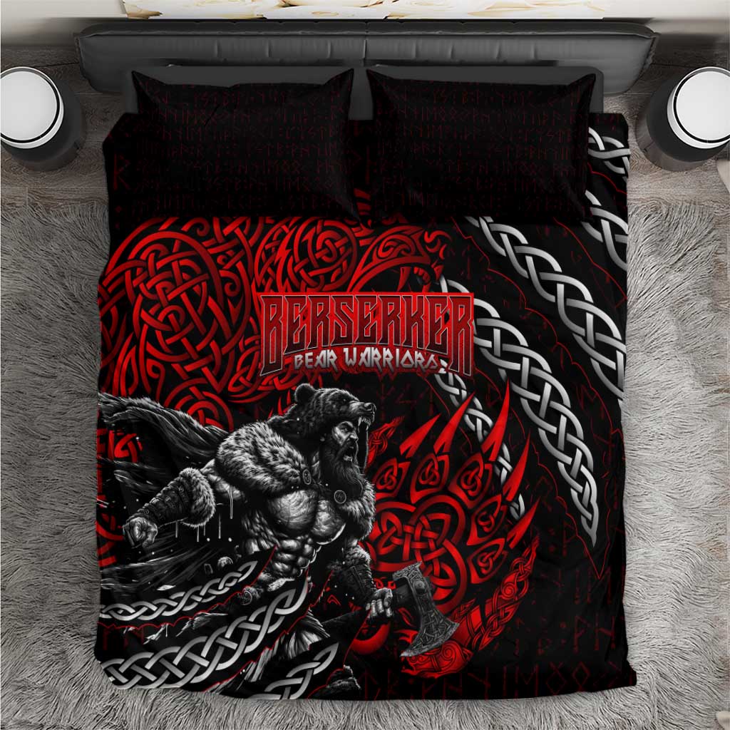 Berserker Bear Warrior Viking Bedding Set Tribal Strength and Runic Blood