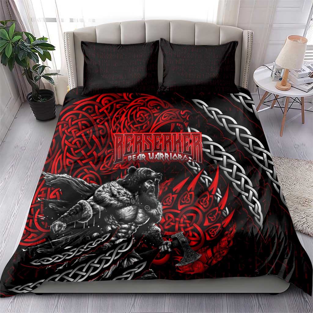 Berserker Bear Warrior Viking Bedding Set Tribal Strength and Runic Blood
