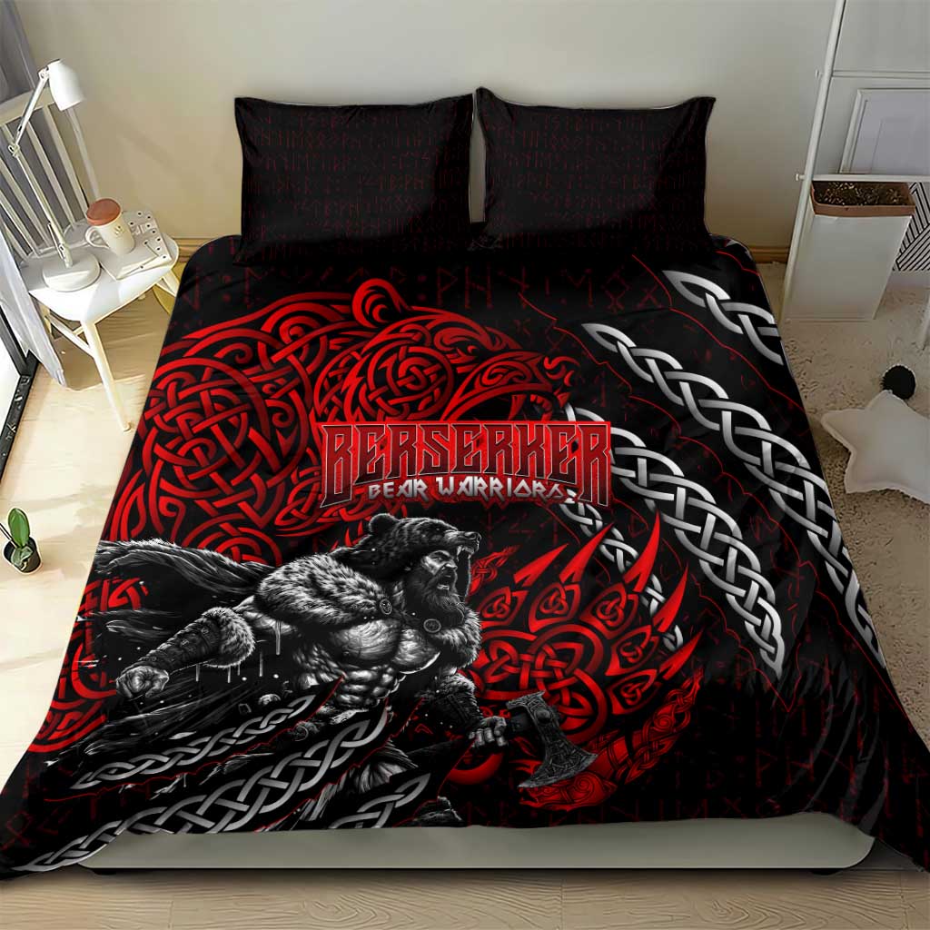 Berserker Bear Warrior Viking Bedding Set Tribal Strength and Runic Blood