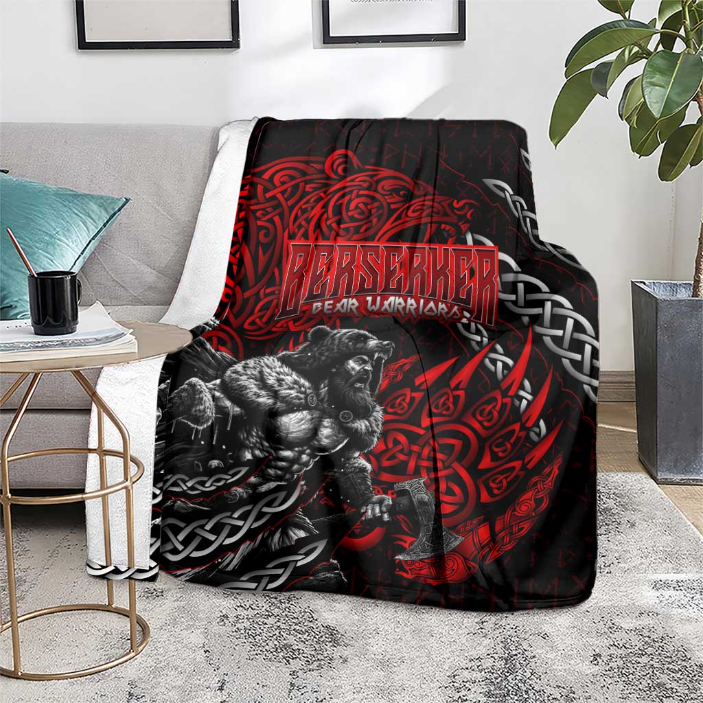 Berserker Bear Warrior Viking Blanket Tribal Strength and Runic Blood