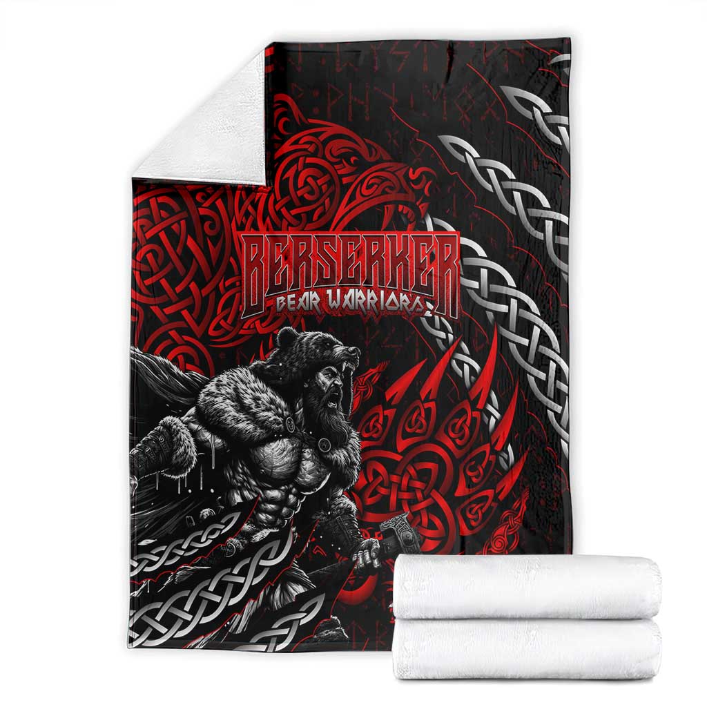 Berserker Bear Warrior Viking Blanket Tribal Strength and Runic Blood