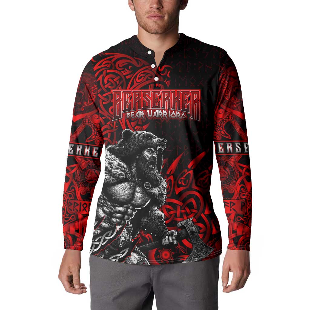 Berserker Bear Warrior Viking Button Sweatshirt Tribal Strength and Runic Blood