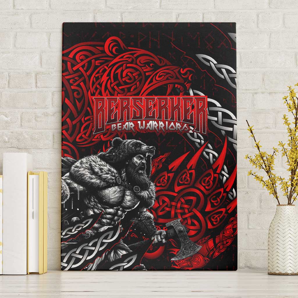 Berserker Bear Warrior Viking Canvas Wall Art Tribal Strength and Runic Blood