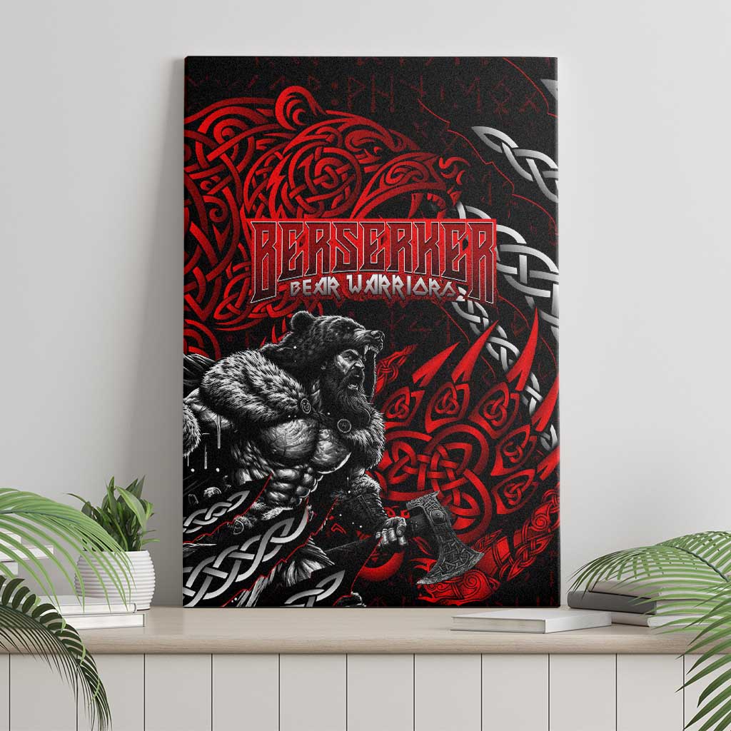 Berserker Bear Warrior Viking Canvas Wall Art Tribal Strength and Runic Blood