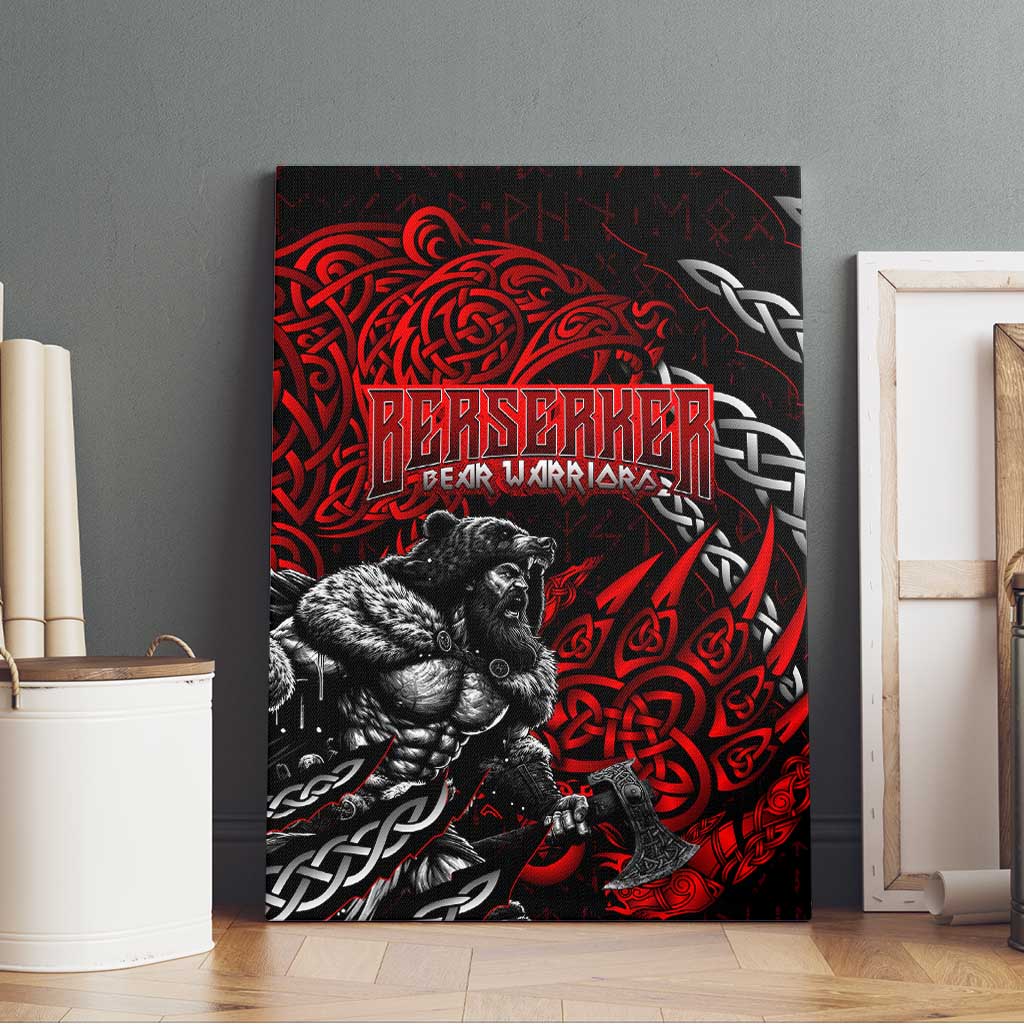 Berserker Bear Warrior Viking Canvas Wall Art Tribal Strength and Runic Blood