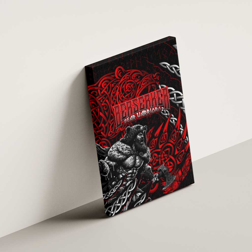 Berserker Bear Warrior Viking Canvas Wall Art Tribal Strength and Runic Blood