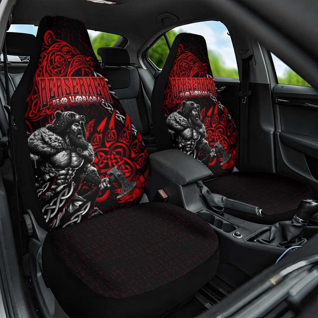 Berserker Bear Warrior Viking Car Seat Cover Tribal Strength and Runic Blood