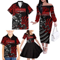 Berserker Bear Warrior Viking Family Matching Off The Shoulder Long Sleeve Dress and Hawaiian Shirt Tribal Strength and Runic Blood