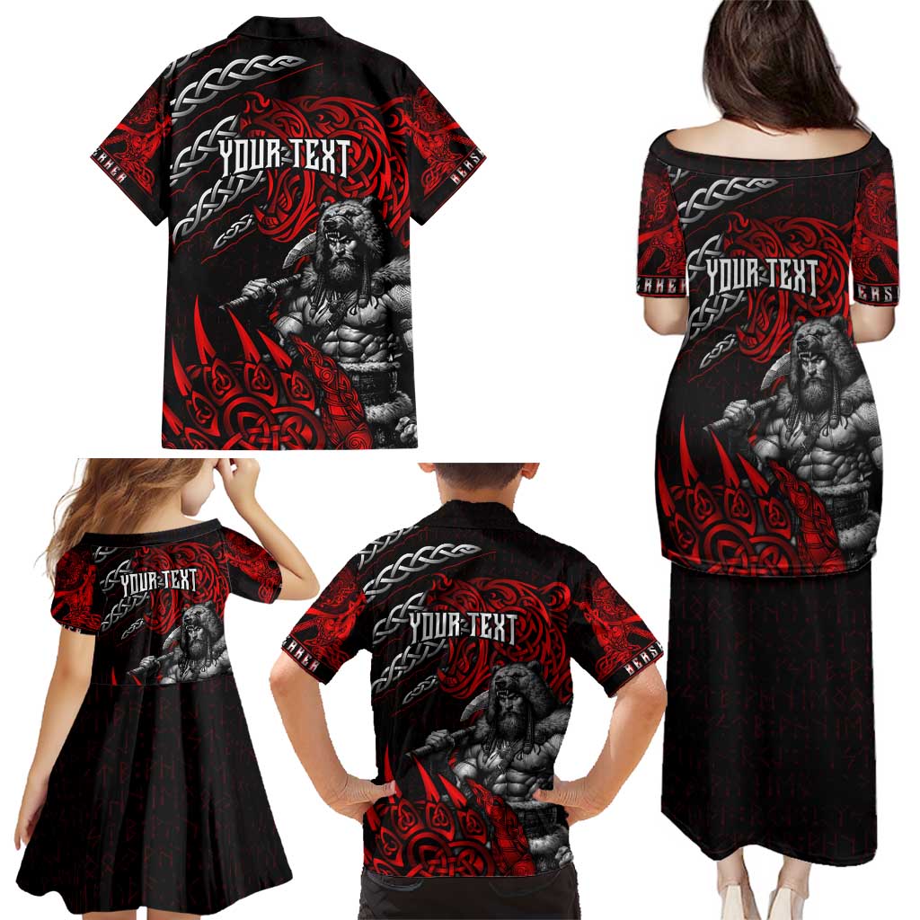 Berserker Bear Warrior Viking Family Matching Puletasi and Hawaiian Shirt Tribal Strength and Runic Blood