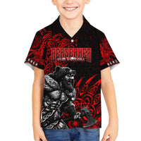 Berserker Bear Warrior Viking Family Matching Summer Maxi Dress and Hawaiian Shirt Tribal Strength and Runic Blood