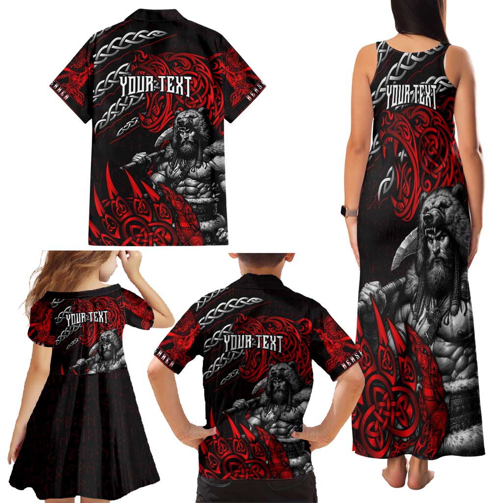 Berserker Bear Warrior Viking Family Matching Tank Maxi Dress and Hawaiian Shirt Tribal Strength and Runic Blood