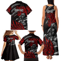 Berserker Bear Warrior Viking Family Matching Tank Maxi Dress and Hawaiian Shirt Tribal Strength and Runic Blood