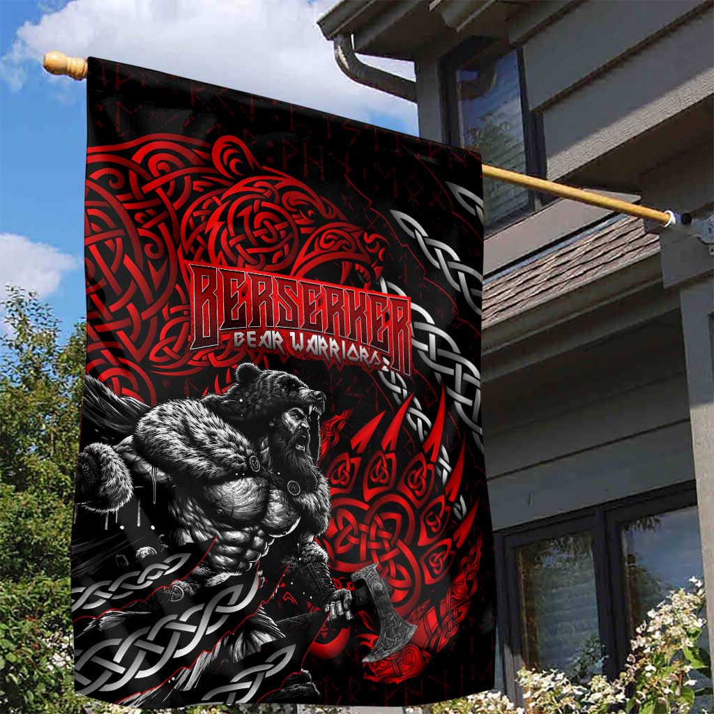 Berserker Bear Warrior Viking Garden Flag Tribal Strength and Runic Blood