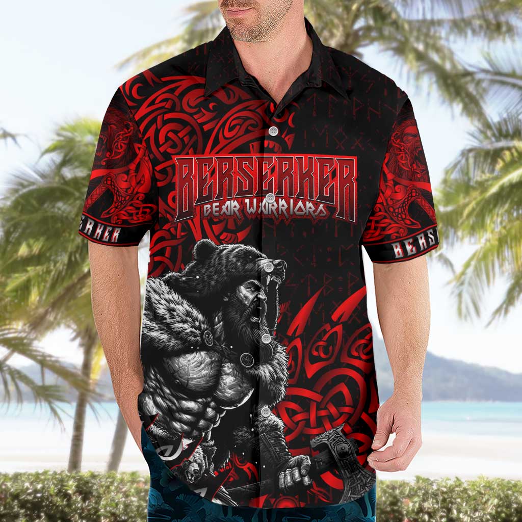 Berserker Bear Warrior Viking Hawaiian Shirt Tribal Strength and Runic Blood