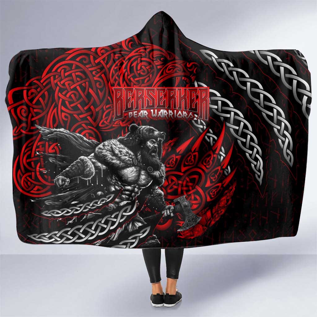 Berserker Bear Warrior Viking Hooded Blanket Tribal Strength and Runic Blood