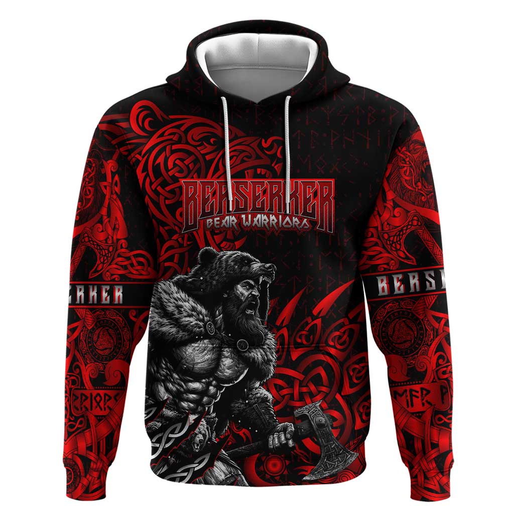 Berserker Bear Warrior Viking Hoodie Tribal Strength and Runic Blood