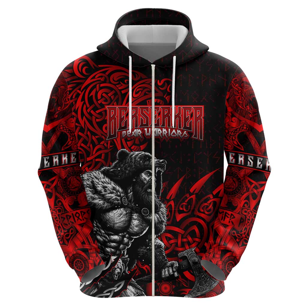Berserker Bear Warrior Viking Hoodie Tribal Strength and Runic Blood