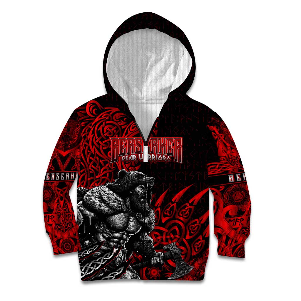 Berserker Bear Warrior Viking Kid Hoodie Tribal Strength and Runic Blood