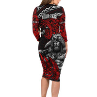 Berserker Bear Warrior Viking Long Sleeve Bodycon Dress Tribal Strength and Runic Blood