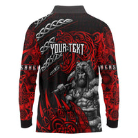 Berserker Bear Warrior Viking Long Sleeve Polo Shirt Tribal Strength and Runic Blood
