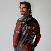 Berserker Bear Warrior Viking Long Sleeve Polo Shirt Tribal Strength and Runic Blood