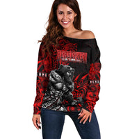 Berserker Bear Warrior Viking Off Shoulder Sweater Tribal Strength and Runic Blood