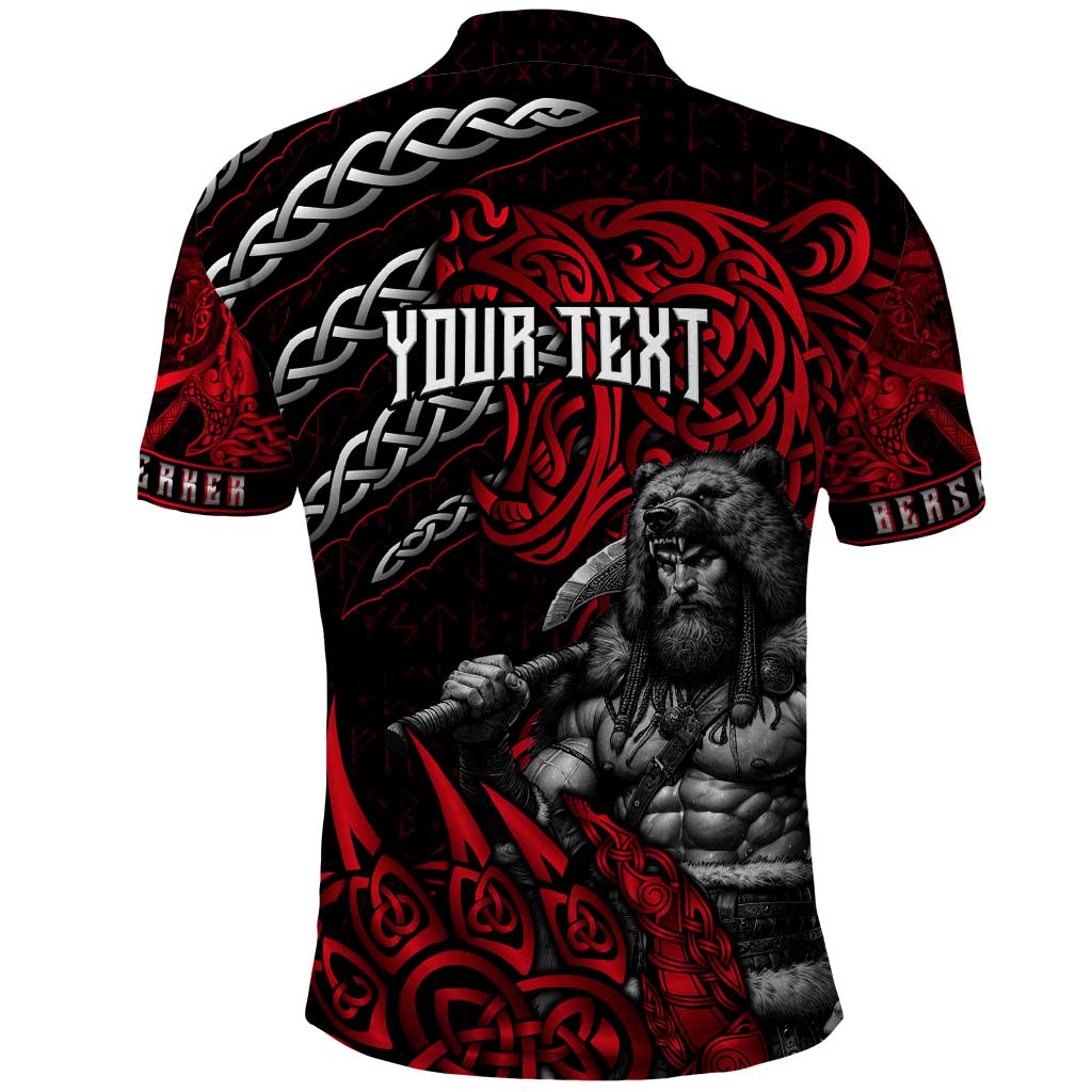 Berserker Bear Warrior Viking Polo Shirt Tribal Strength and Runic Blood