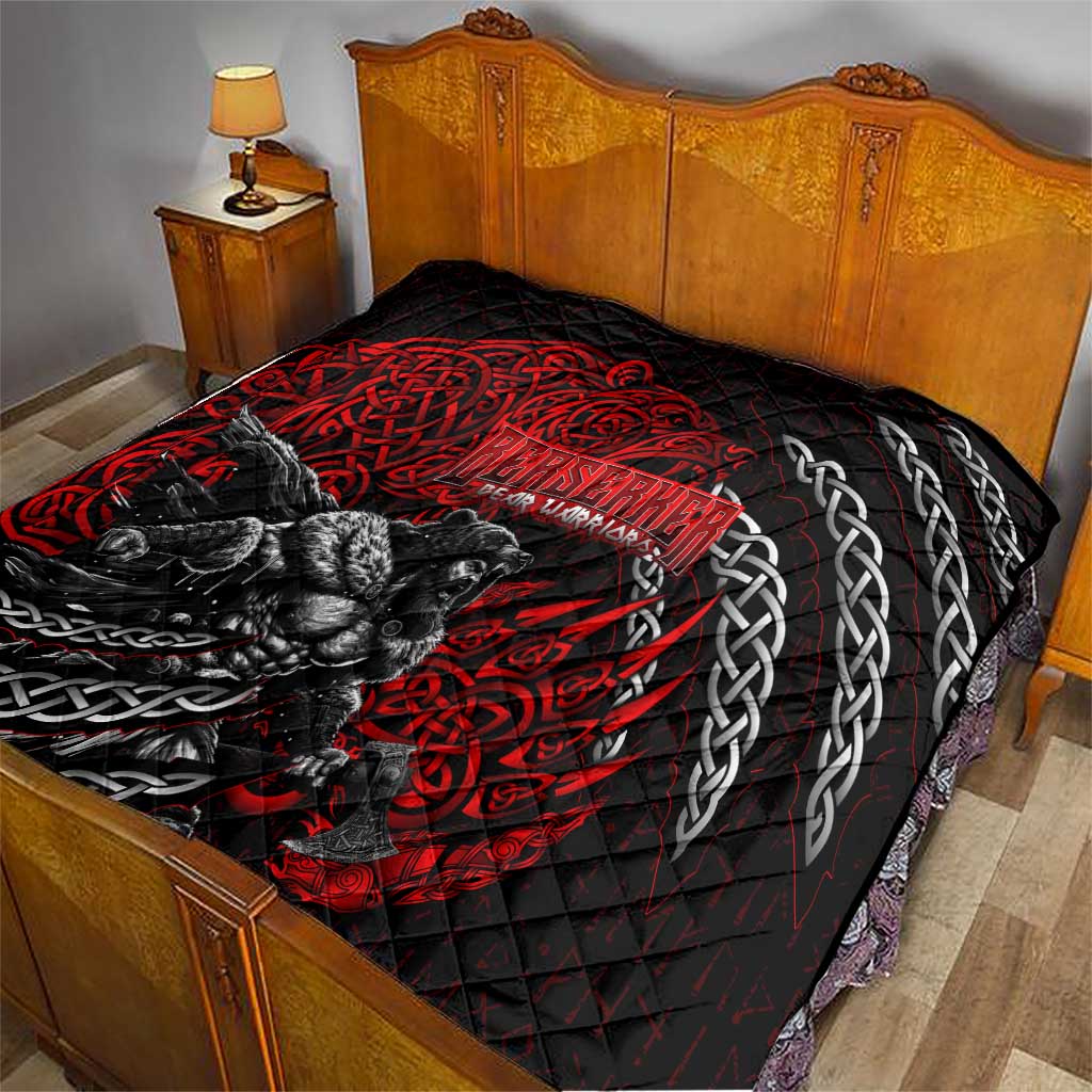 Berserker Bear Warrior Viking Quilt Tribal Strength and Runic Blood