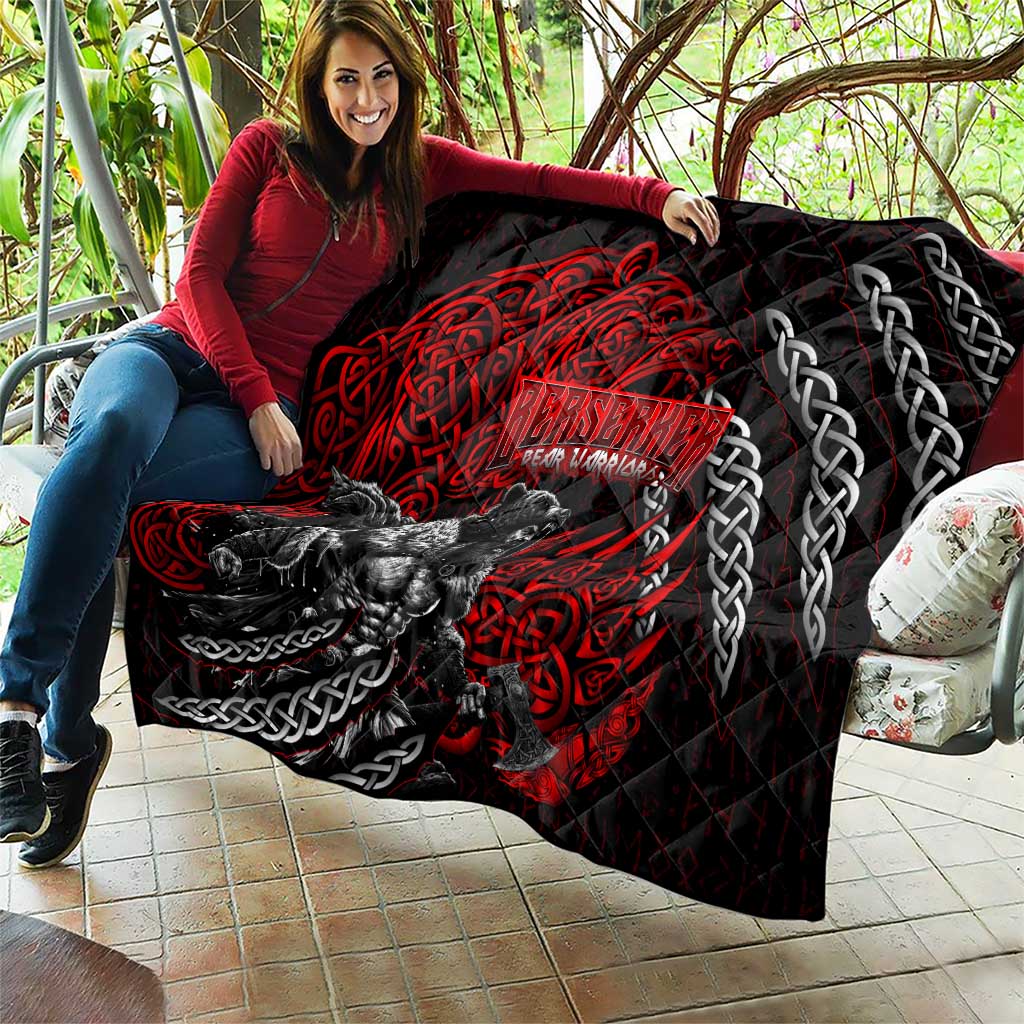 Berserker Bear Warrior Viking Quilt Tribal Strength and Runic Blood