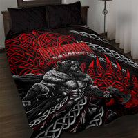 Berserker Bear Warrior Viking Quilt Bed Set Tribal Strength and Runic Blood