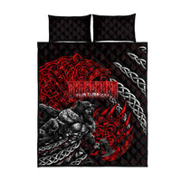 Berserker Bear Warrior Viking Quilt Bed Set Tribal Strength and Runic Blood