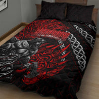 Berserker Bear Warrior Viking Quilt Bed Set Tribal Strength and Runic Blood