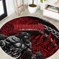 Berserker Bear Warrior Viking Round Carpet Tribal Strength and Runic Blood