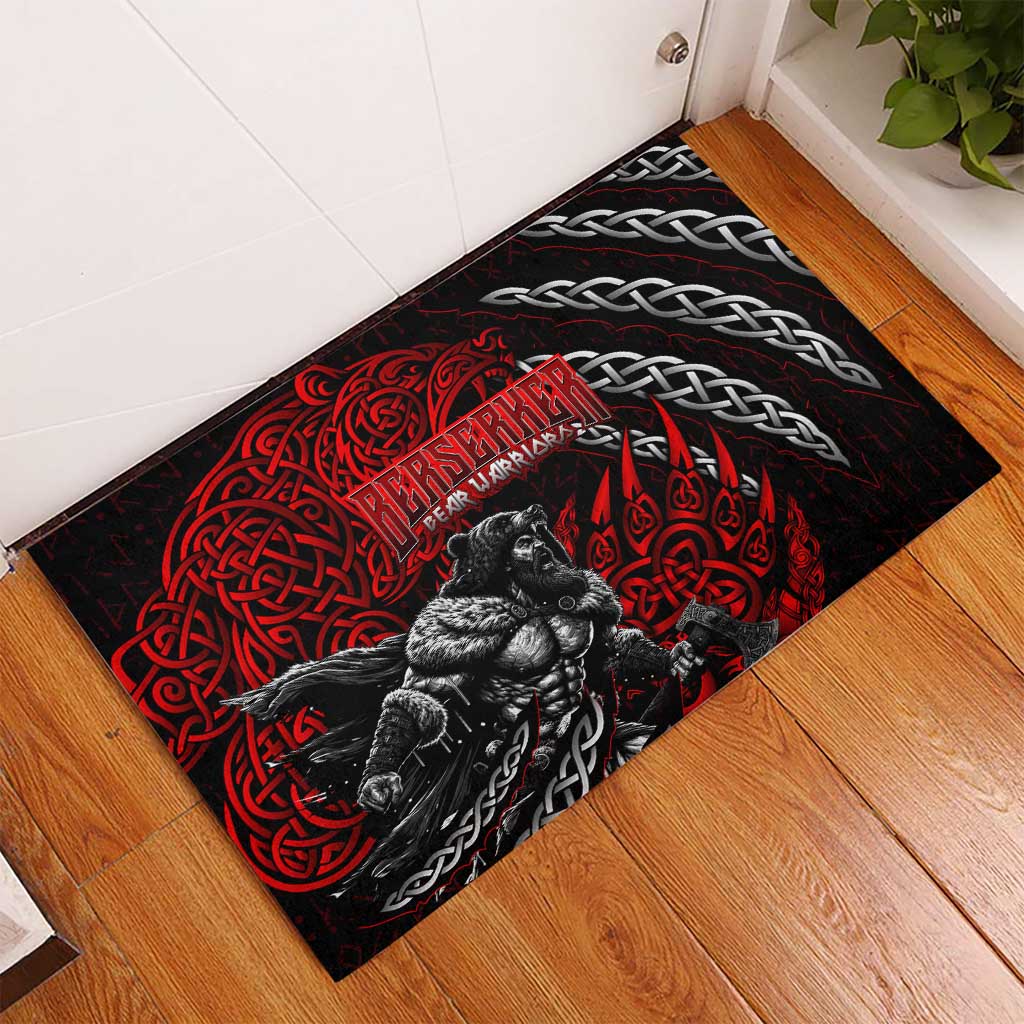 Berserker Bear Warrior Viking Rubber Doormat Tribal Strength and Runic Blood