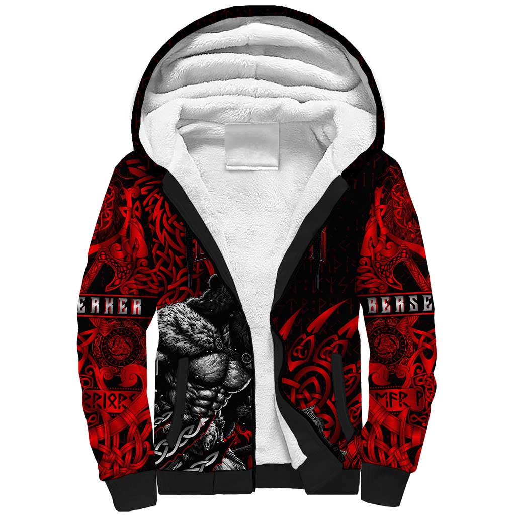 Berserker Bear Warrior Viking Sherpa Hoodie Tribal Strength and Runic Blood