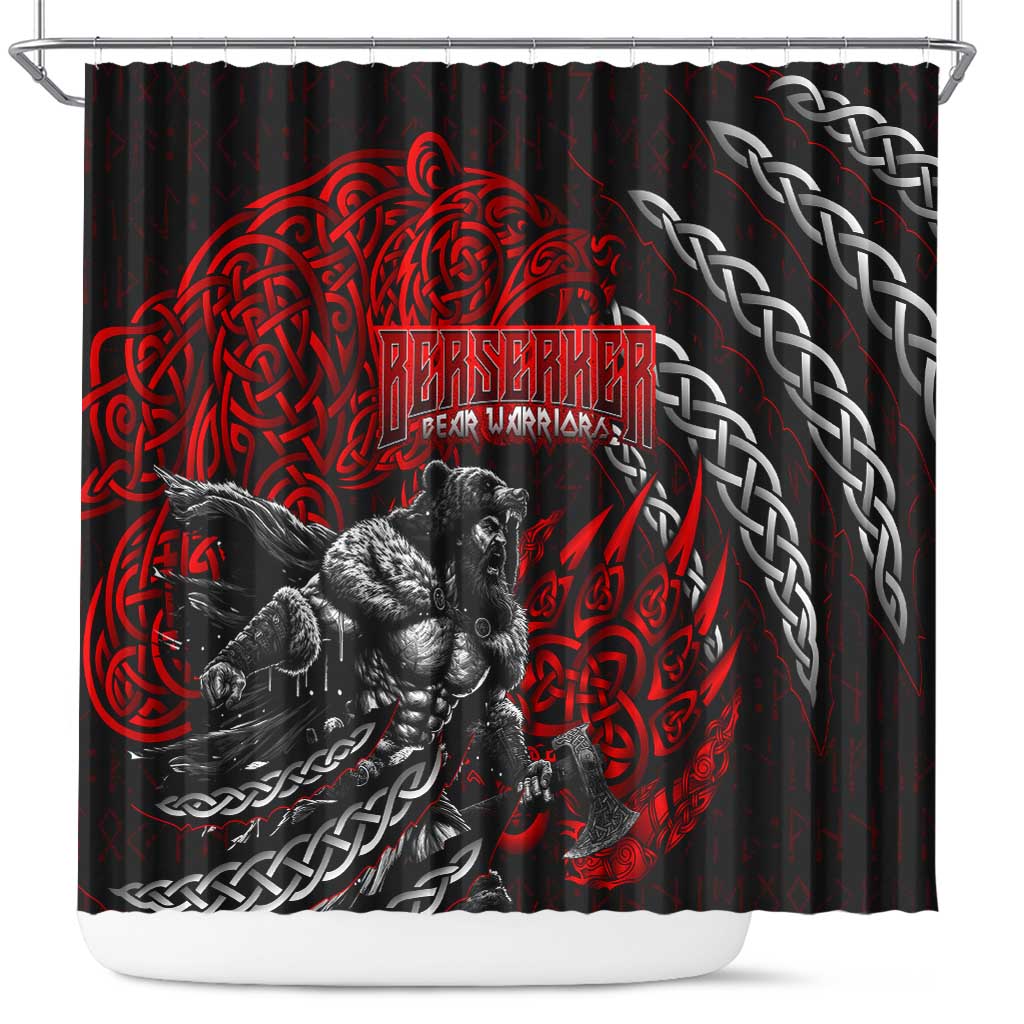 Berserker Bear Warrior Viking Shower Curtain Tribal Strength and Runic Blood