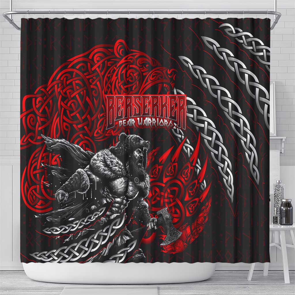 Berserker Bear Warrior Viking Shower Curtain Tribal Strength and Runic Blood