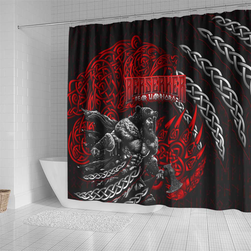 Berserker Bear Warrior Viking Shower Curtain Tribal Strength and Runic Blood