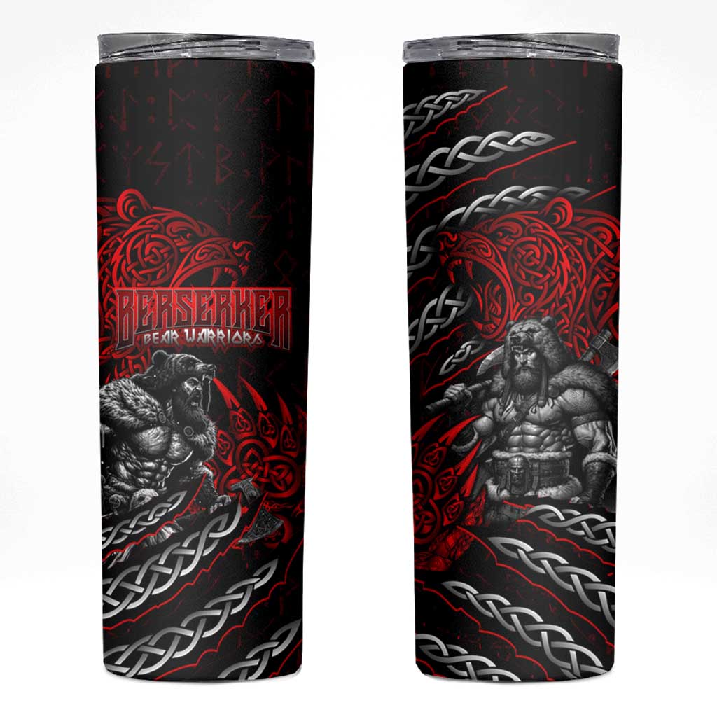 Berserker Bear Warrior Viking Skinny Tumbler Tribal Strength and Runic Blood