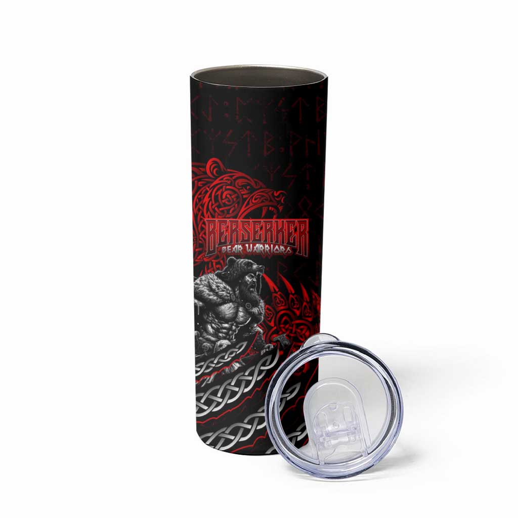 Berserker Bear Warrior Viking Skinny Tumbler Tribal Strength and Runic Blood
