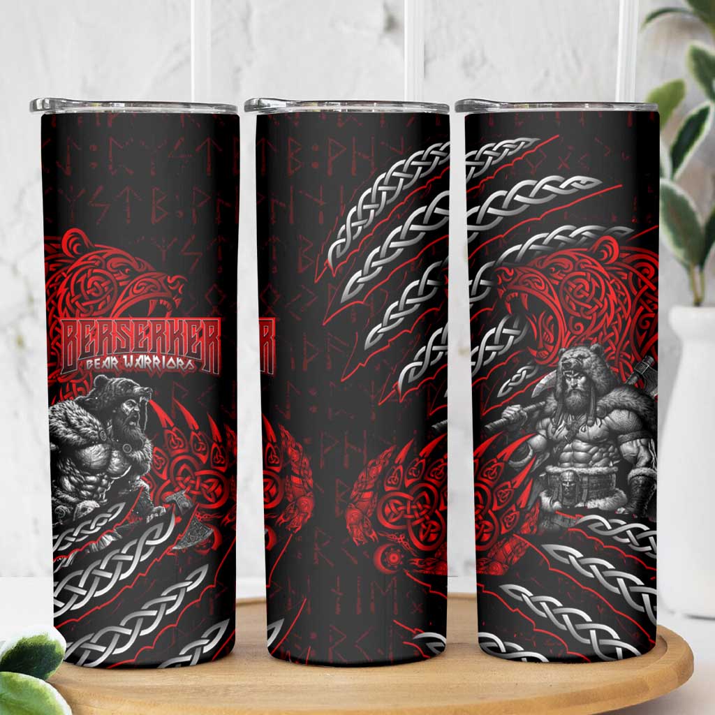 Berserker Bear Warrior Viking Skinny Tumbler Tribal Strength and Runic Blood