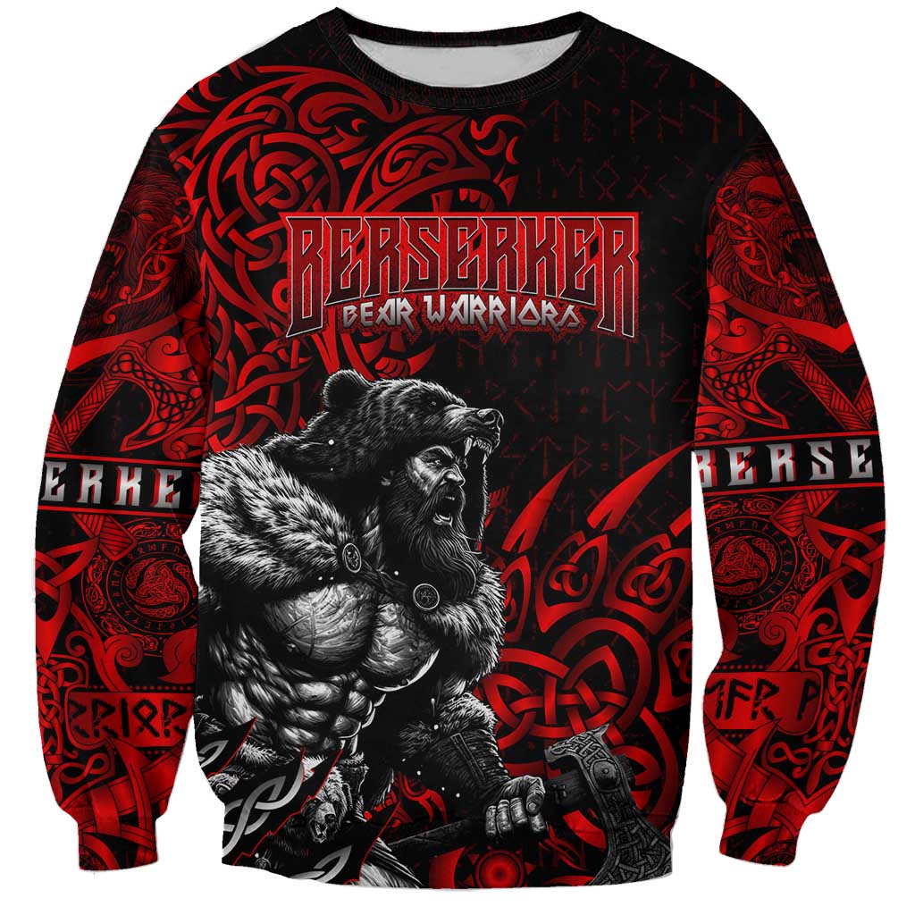 Berserker Bear Warrior Viking Sweatshirt Tribal Strength and Runic Blood