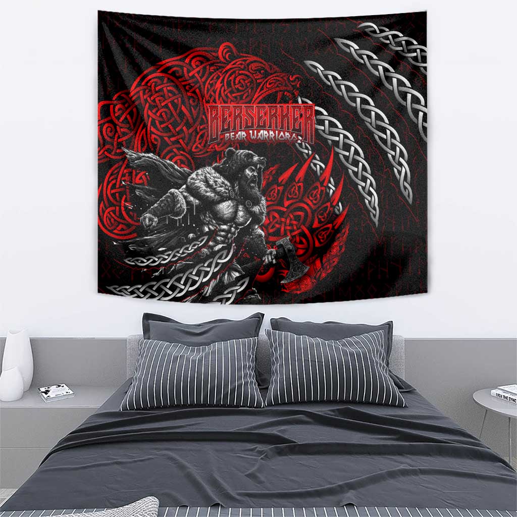 Berserker Bear Warrior Viking Tapestry Tribal Strength and Runic Blood