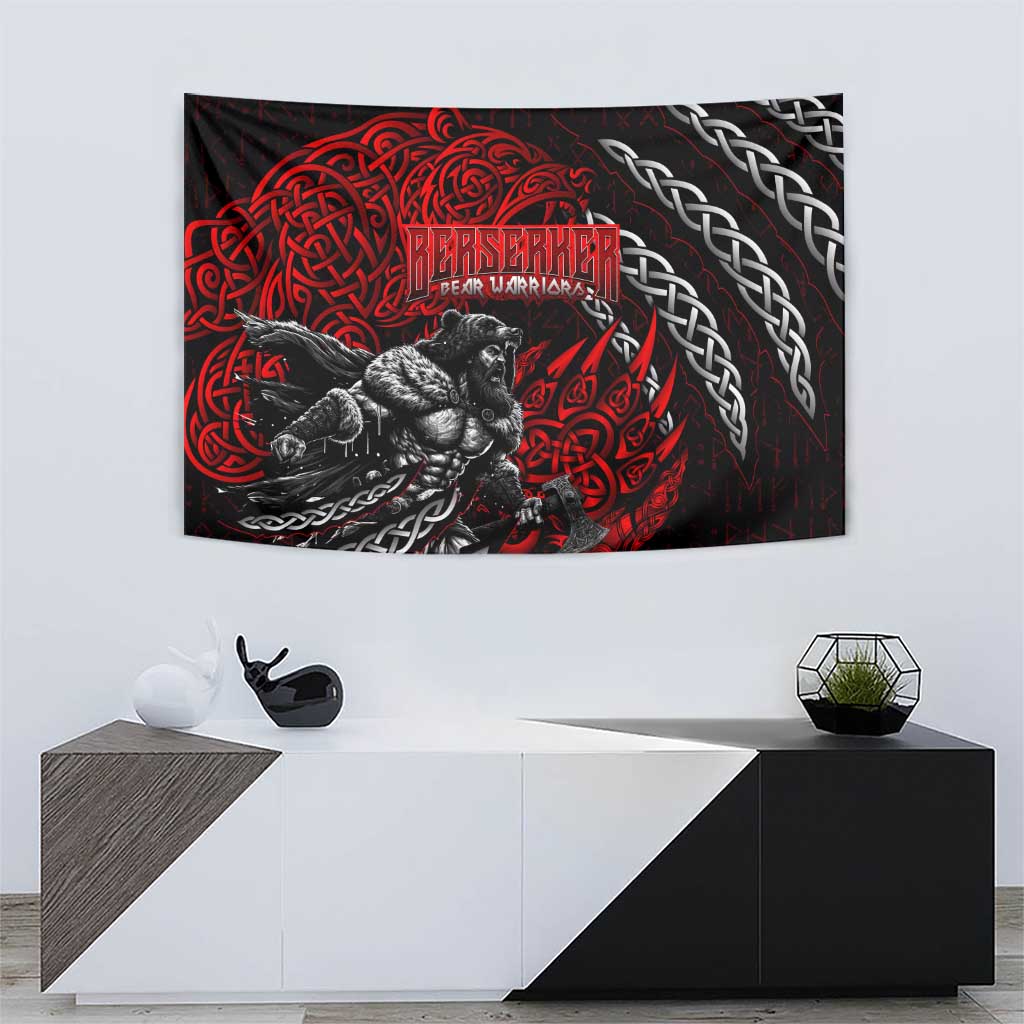 Berserker Bear Warrior Viking Tapestry Tribal Strength and Runic Blood