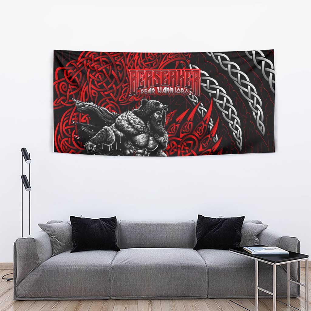 Berserker Bear Warrior Viking Tapestry Tribal Strength and Runic Blood