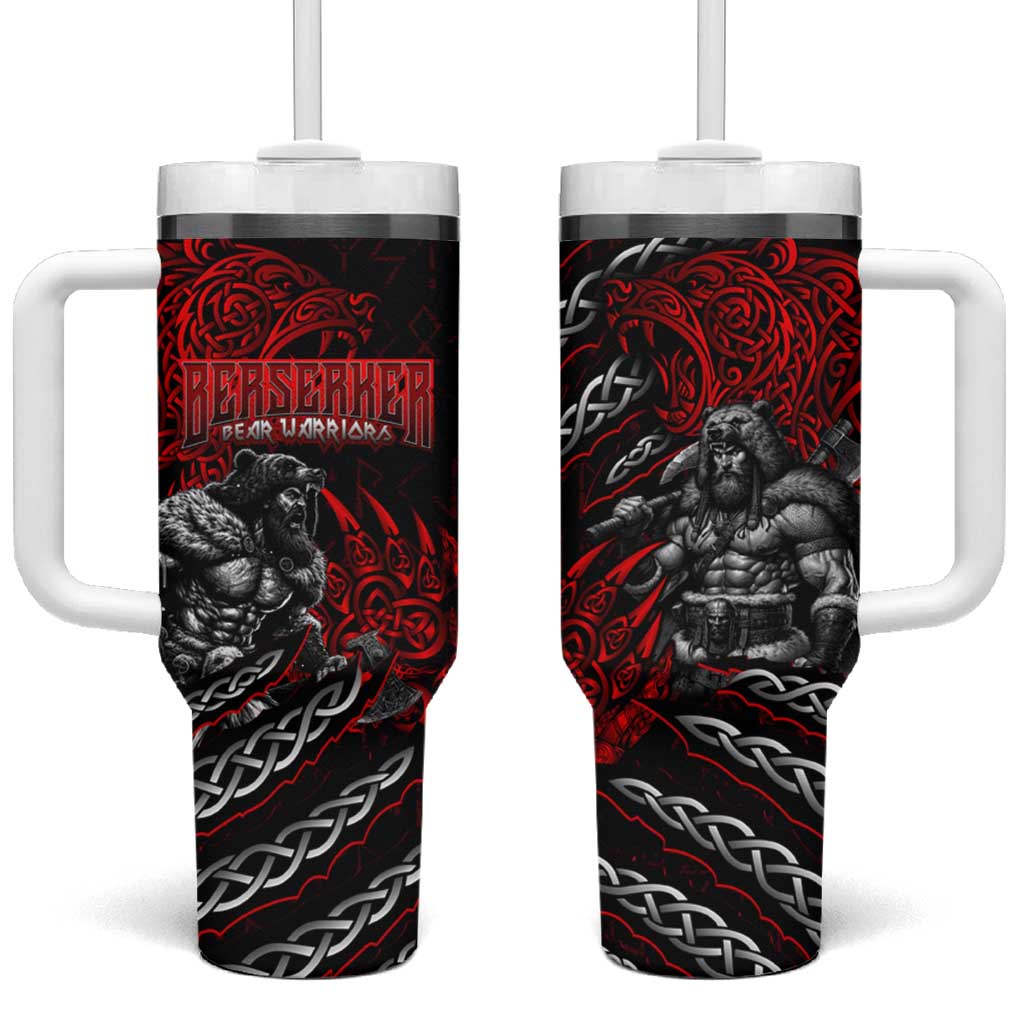 Berserker Bear Warrior Viking Tumbler With Handle Tribal Strength and Runic Blood